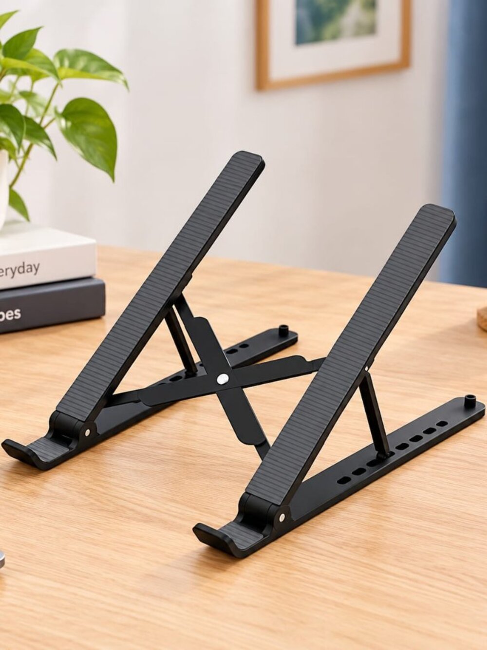 Tonmom Laptop Stand for Desk, Adjustable Laptop Riser, Black